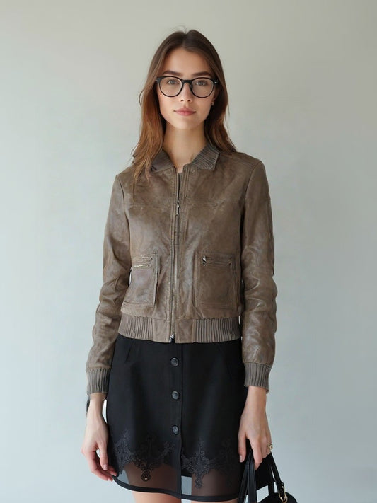 Mocha Brown Leder Jacke